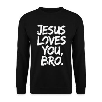 Jesus Loves You, Bro - Inspirational Message - Unisex Sweatshirt - black - Front - Alina (178cm) & Michal (187cm)