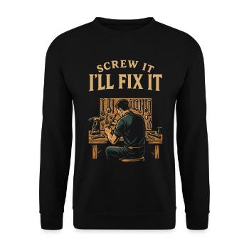 I Fix It Garage Mechanic Funny - Unisex Sweatshirt - black - Front - Alina (178cm) & Michal (187cm)