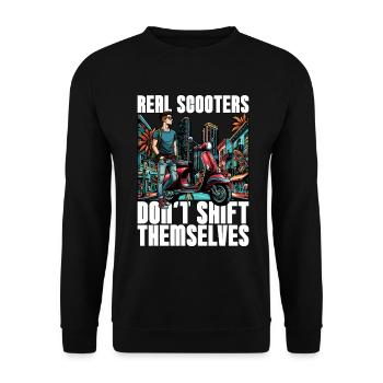 Les vrais scooters ne changent pas d’œil aux scooters électriques - Sweat-shirt Unisexe - noir - Devant - Alina (178cm) & Michal (187cm)