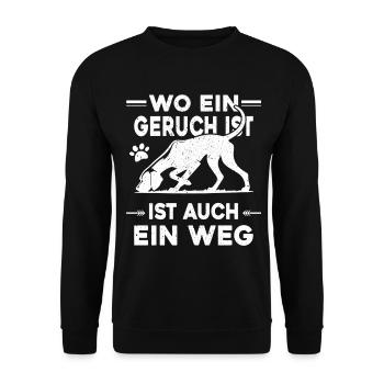 Mantrailing - Wo ein Geruch da ein Weg - Unisex Pullover - Schwarz - Vorne - Alina (178cm) & Michal (187cm)