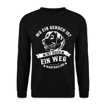 Mantrailing Labrador Wo ein Geruch da ein Weg - Unisex Pullover - Schwarz - Vorne - Alina (178cm) & Michal (187cm)