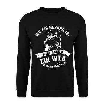 Mantrailing - Wo ein Geruch da ein Weg Schäferhund - Unisex Pullover - Schwarz - Vorne - Alina (178cm) & Michal (187cm)