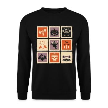 Spooky Halloween Icons on Retro Design - Unisex Sweatshirt - black - Front - Alina (178cm) & Michal (187cm)