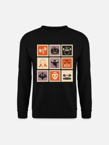 Spooky Halloween Icons on Retro Design - Unisex Sweatshirt - black