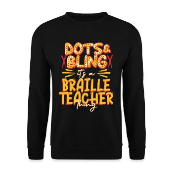 Braille Teacher Braille Dotum - Unisex Sweatshirt - black - Front - Alina (178cm) & Michal (187cm)