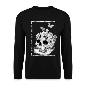 conception de style de tatouage de crâne floral, rouge à fleurir - Sweat-shirt Unisexe - noir - Devant - Alina (178cm) & Michal (187cm)