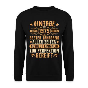 Vintage 1975 Year of birth - 50th birthday - Unisex Sweatshirt - black - Front - Alina (178cm) & Michal (187cm)