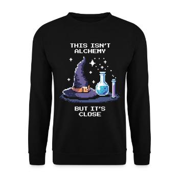 No alchemy – almost there | Chemistry lab - Unisex Sweatshirt - black - Front - Alina (178cm) & Michal (187cm)