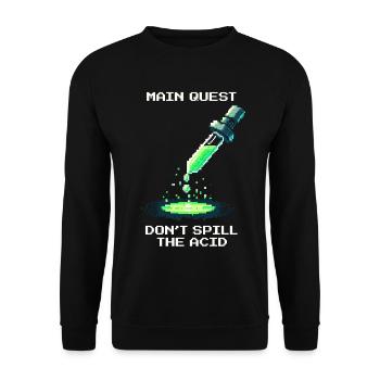 Quête principale : Ne renversez pas d'acide | Laboratoire - Sweat-shirt Unisexe - noir - Devant - Alina (178cm) & Michal (187cm)