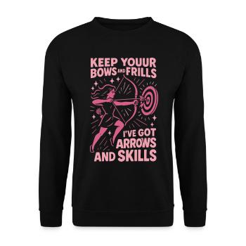 Keep Your Bows And Frills Arrows Skills - Unisex Sweatshirt - black - Front - Alina (178cm) & Michal (187cm)