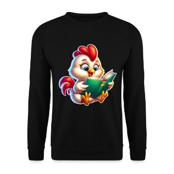 Chicken Book Reading - Unisex Sweatshirt - black - Front - Alina (178cm) & Michal (187cm)