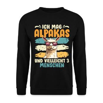 Alpaca I LIKE ALPACAS AND MAYBE 3 PEOPLE - Unisex Sweatshirt - black - Front - Alina (178cm) & Michal (187cm)