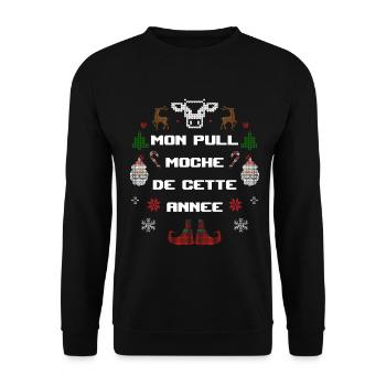 Mon Pull Moche de Noël Tradition Joyeuse Paysan - Sweat-shirt Unisexe - noir - Devant - Alina (178cm) & Michal (187cm)