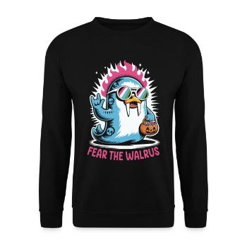 Walrus Punk Rocker Halloween - Unisex Sweatshirt - black - Front - Alina (178cm) & Michal (187cm)