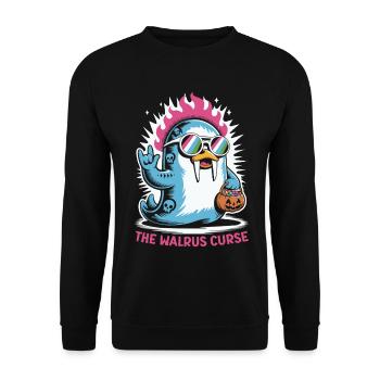 Walross Punk Rocker Halloween  - Unisex Pullover - Schwarz - Vorne - Alina (178cm) & Michal (187cm)