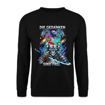 Thoughts Are Free Skull Samurai - Unisex Sweatshirt - black - Front - Alina (178cm) & Michal (187cm)