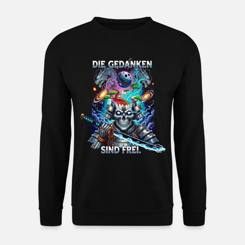 Die Gedanken sind frei Totenkopf Samurai - Unisex Pullover - Schwarz