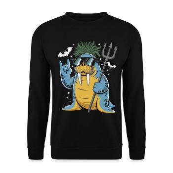 Walross Punk Rocker Halloween  - Unisex Pullover - Schwarz - Vorne - Alina (178cm) & Michal (187cm)