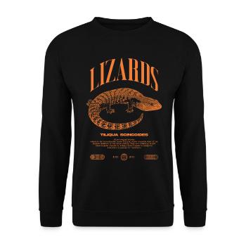 Blue Tongue Skink Reptile Keeper Streetwear - Unisex Pullover - Schwarz - Vorne - Alina (178cm) & Michal (187cm)