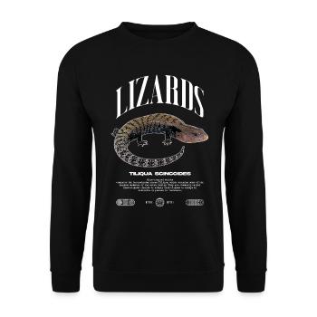 Blue Tongue Skink Reptile Keeper Streetwear - Unisex Pullover - Schwarz - Vorne - Alina (178cm) & Michal (187cm)