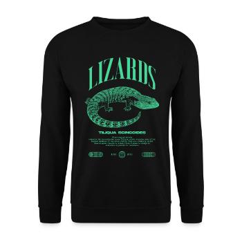 Blue Tongue Skink Reptile Keeper Streetwear - Unisex Pullover - Schwarz - Vorne - Alina (178cm) & Michal (187cm)
