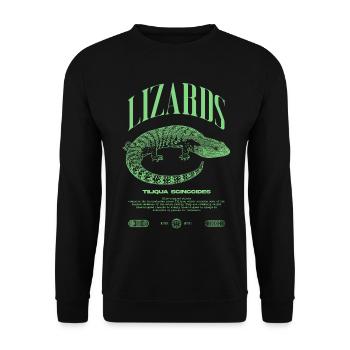 Blue Tongue Skink Reptile Keeper Streetwear - Unisex Pullover - Schwarz - Vorne - Alina (178cm) & Michal (187cm)