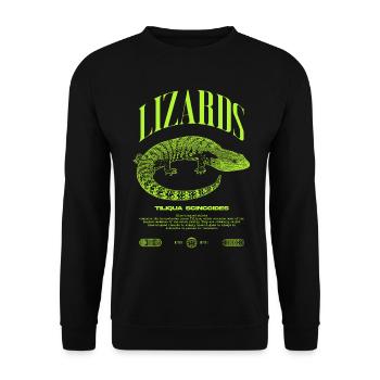 Blue Tongue Skink Reptile Keeper Streetwear - Unisex Pullover - Schwarz - Vorne - Alina (178cm) & Michal (187cm)