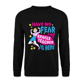 Braille Teacher Braille Dotum - Unisex Sweatshirt - black - Front - Alina (178cm) & Michal (187cm)