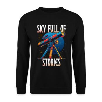 Astronom Sterngucker Stargazer Sky Full Of Stories - Unisex Pullover - Schwarz - Vorne - Alina (178cm) & Michal (187cm)