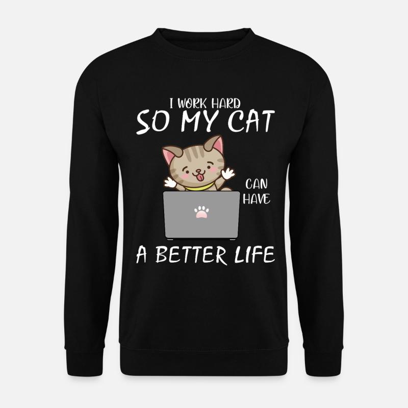 Entzückende Katzenarbeit Motivation Design - Unisex Pullover - Schwarz