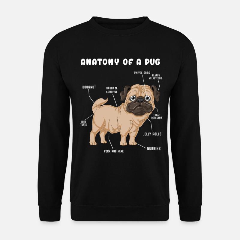 Mops-Anatomie - Unisex Pullover - Schwarz