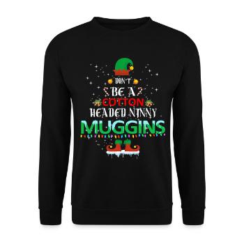 Noël Muggins à tête de coton - Sweat-shirt Unisexe - noir - Devant - Alina (178cm) & Michal (187cm)