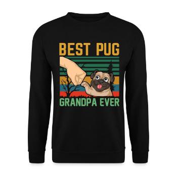 Bestes Mops-Grandpa-Shirt aller Zeiten – Vintage-Vatertag - Unisex Pullover - Schwarz - Vorne - Alina (178cm) & Michal (187cm)
