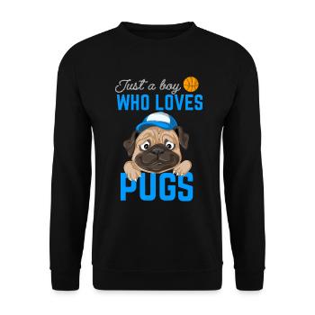Mops für Jungen - Unisex Pullover - Schwarz - Vorne - Alina (178cm) & Michal (187cm)