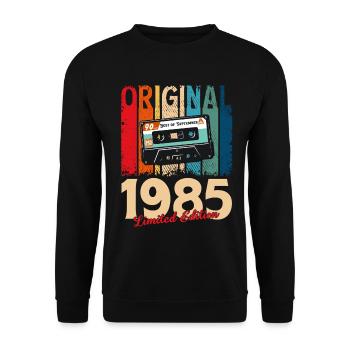 40th Birthday Cassette September Vintage 1985 - Unisex Sweatshirt - black - Front - Alina (178cm) & Michal (187cm)