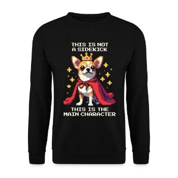 No Sidekick – Main Character | Chihuahua - Unisex Sweatshirt - black - Front - Alina (178cm) & Michal (187cm)