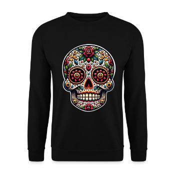 Crâne mexicain Día De Muertos Crâne en sucre - Sweat-shirt Unisexe - noir - Devant - Alina (178cm) & Michal (187cm)