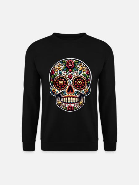 Mexikanischer Totenkopf Día De Muertos Sugar Skull - Unisex Pullover - Schwarz