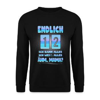 12th birthday saying 12 years birthday gift - Unisex Sweatshirt - black - Front - Alina (178cm) & Michal (187cm)