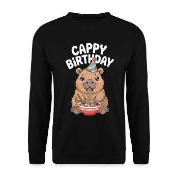  Capybara Ramen Capy Geburtstag Cappy Birthday - Unisex Pullover - Schwarz - Vorne - Alina (178cm) & Michal (187cm)