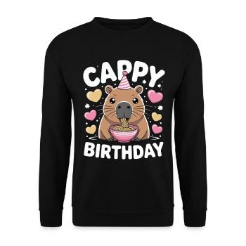  Cappy Birthday Capybara Ramen Capy Geburtstag - Unisex Pullover - Schwarz - Vorne - Alina (178cm) & Michal (187cm)
