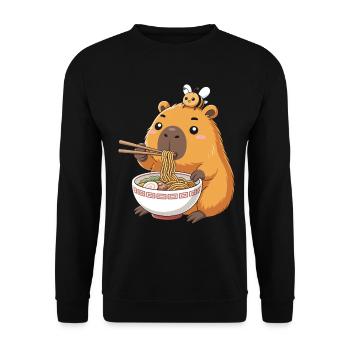 Capybara Ramen Bee Kawaii Anime Noodles Japan - Unisex Sweatshirt - black - Front - Alina (178cm) & Michal (187cm)