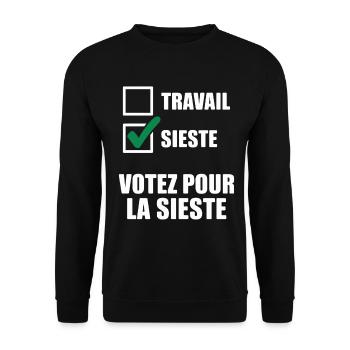 Stimmen Sie für das Humor Office Nap ab - Unisex Pullover - Schwarz - Vorne - Alina (178cm) & Michal (187cm)