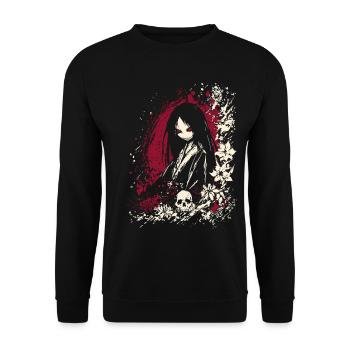 Fille kimono d'anime japonais effrayante et horreur - Sweat-shirt Unisexe - noir - Devant - Alina (178cm) & Michal (187cm)