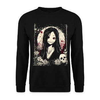Manga d'horreur Demon Girl Kimono Anime - Sweat-shirt Unisexe - noir - Devant - Alina (178cm) & Michal (187cm)