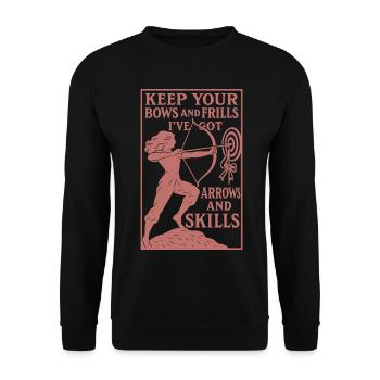 Girls Keep Your Bows And Frills Arrows Skills - Unisex Sweatshirt - black - Front - Alina (178cm) & Michal (187cm)