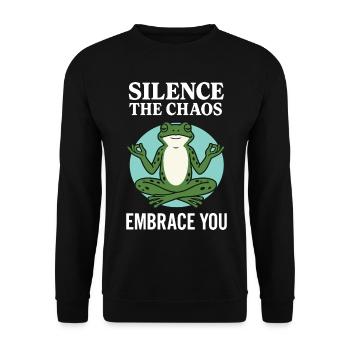 Fais taire le chaos et embrasse-toi - Sweat-shirt Unisexe - noir - Devant - Alina (178cm) & Michal (187cm)