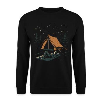 Fun camping under the stars relaxing - Unisex Sweatshirt - black - Front - Alina (178cm) & Michal (187cm)
