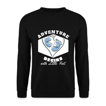 Adventure Begins with Little Feet Birth Gift - Unisex Sweatshirt - black - Front - Alina (178cm) & Michal (187cm)