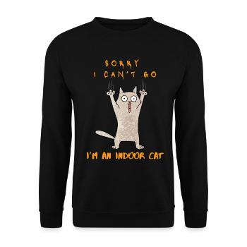 Funny Introvert Cat Lover Meme I’m An Indoor Cat - Unisex Sweatshirt - black - Front - Alina (178cm) & Michal (187cm)